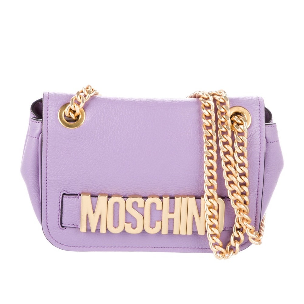Moschino Purple Leather Shoulder Bag